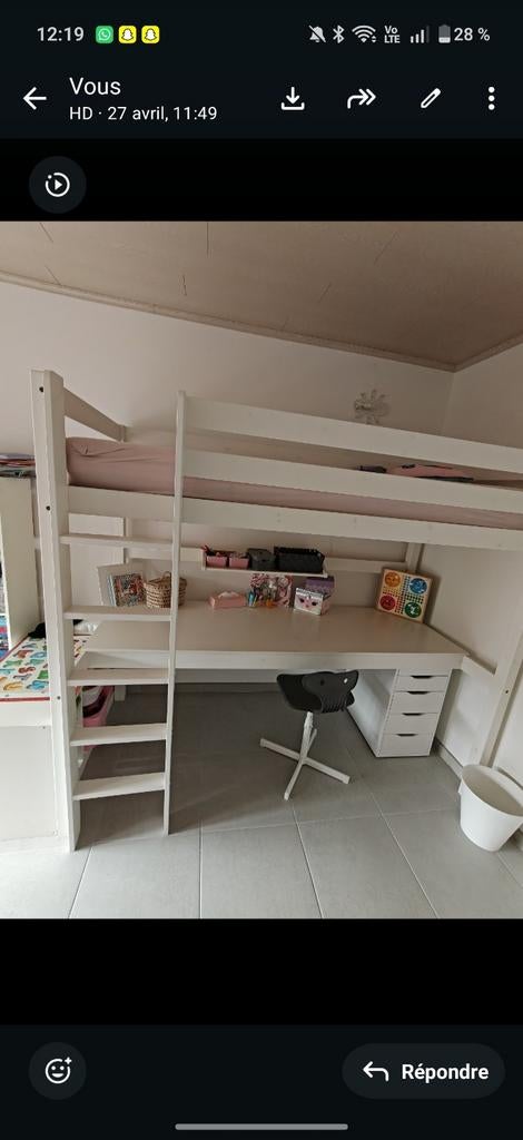Lit mezzanine avec bureau