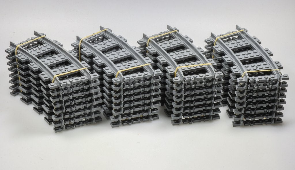 Lego sporen bochten 32 stuks, goed voor 2 volledige cirkels, Ophalen of Verzenden, Zo goed als nieuw, Lego