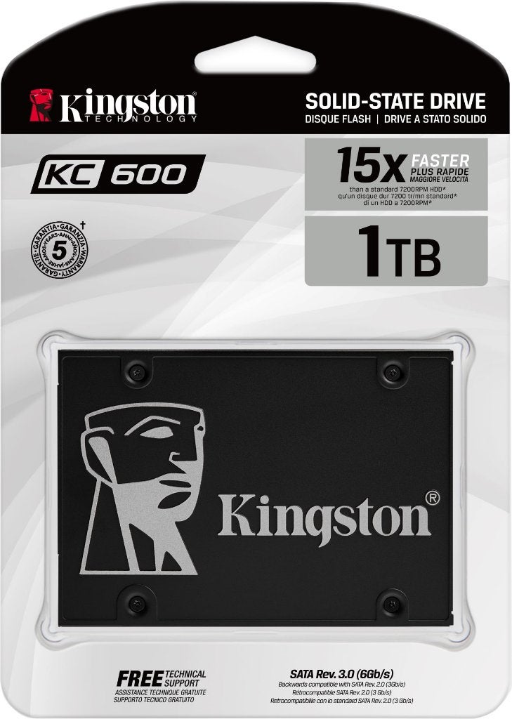Kingston KC600 SSD 1 Tb SATA 2.5", Computers en Software, Harde schijven, Nieuw, Desktop, Intern, SSD, SATA, Ophalen of Verzenden