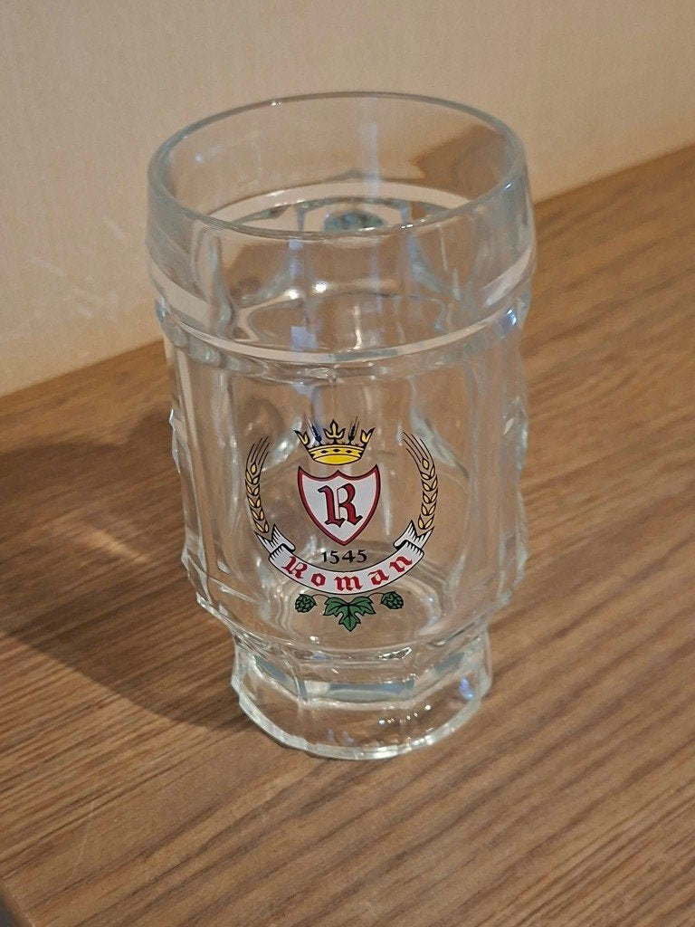 Vintage bierpot (of bierpul) van Brouwerij Roman, Ophalen of Verzenden, Zo goed als nieuw, Bierglas