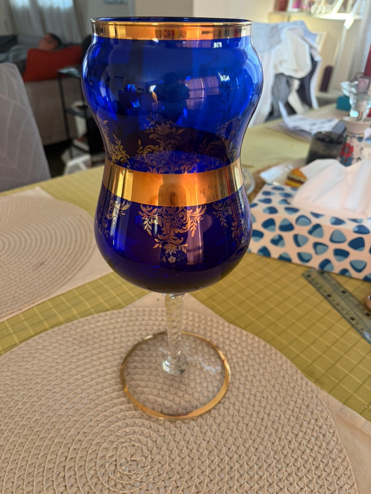 Calice décoratif en verre bleu cobalt — Art Nivo Gent, Antiquités & Art, Enlèvement ou Envoi
