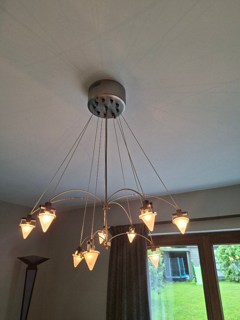 Design hanglamp met 8 lichtpunten – stijlvolle blikvanger, Ophalen, Gebruikt, 100 tot 150 cm, Overige fittingen