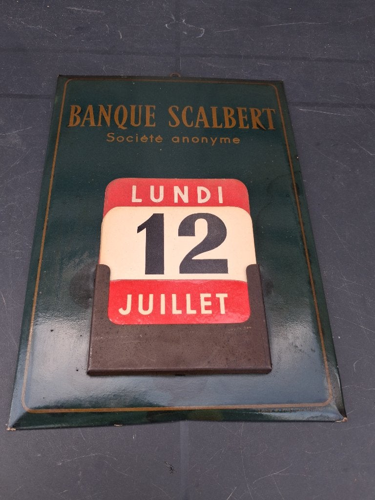 eeuwig durende kalender in blik, Ophalen of Verzenden, Zo goed als nieuw, Reclamebord
