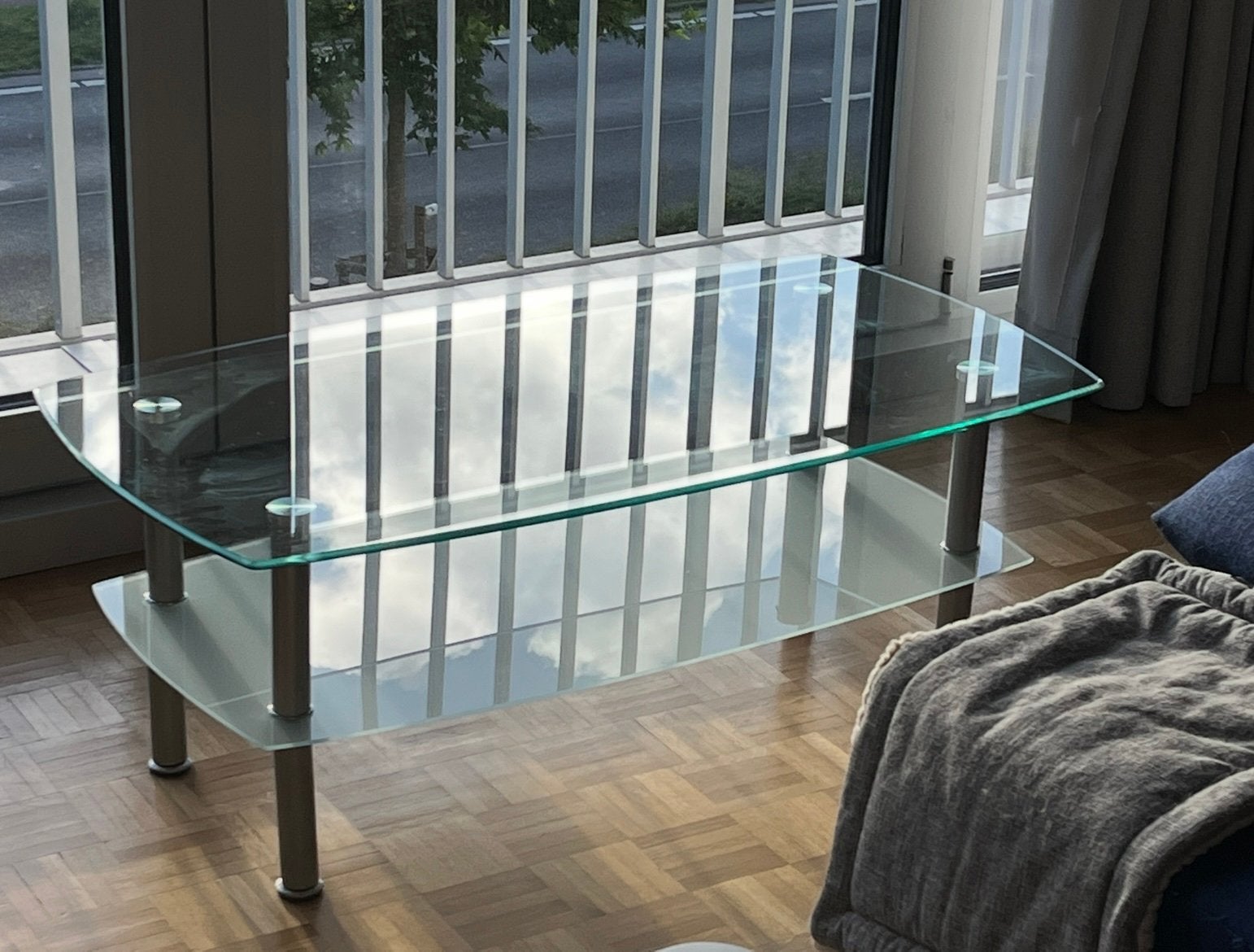 Glazen salontafel – gehard glas – goede staat, Huis en Inrichting, Tafels | Salontafels, Ophalen of Verzenden, Gebruikt, Glas