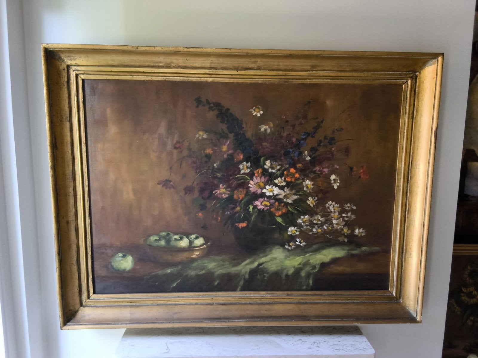 Peinture florale, Peinture à l'huile, Enlèvement, Encadré, Fleurs