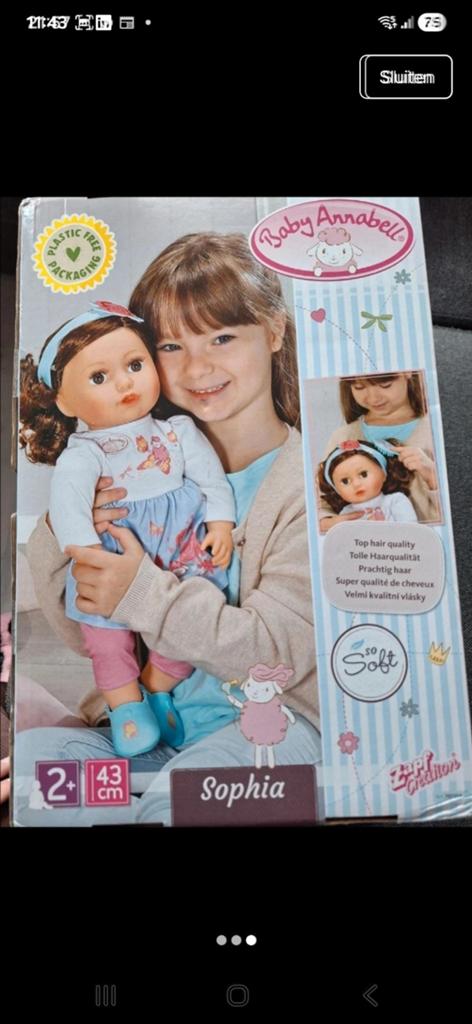 Baby Annabell Sophia donker 43 cm NIEUW, Kinderen en Baby's, Speelgoed | Poppen, Ophalen of Verzenden