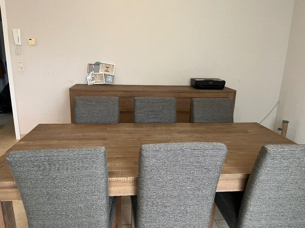 Eetkamer + tv kast, Ophalen, Gebruikt, Teak, 4 tot 6 stoelen