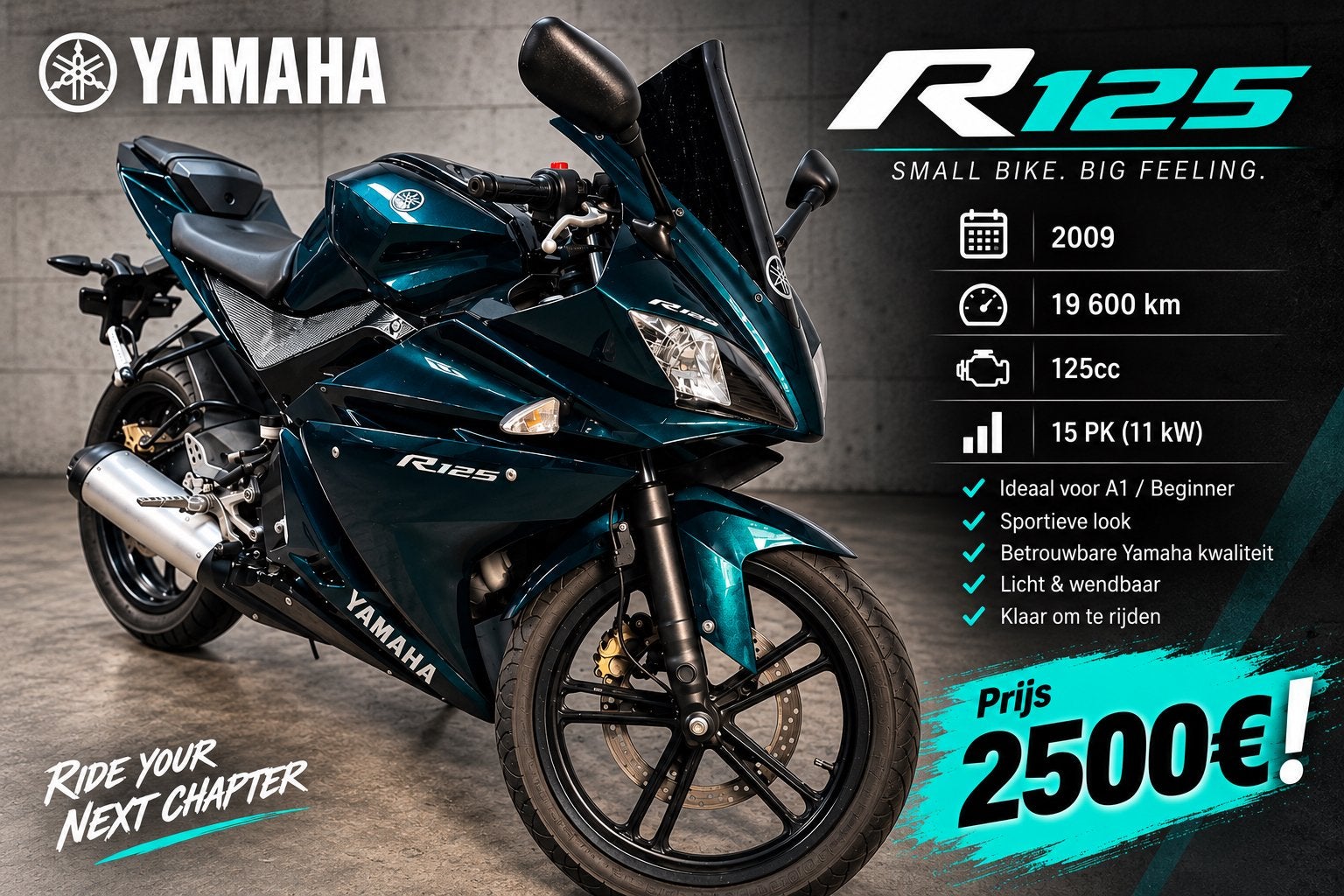 Yamaha YZF R125, Motoren, Motorrijbewijs A, 125 cc, 11 kW of minder, Handgeschakeld