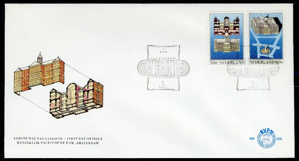 NEDERLAND E205 FDC 1982 - Paleis op de Dam, Verzenden, Na 1940, Gestempeld