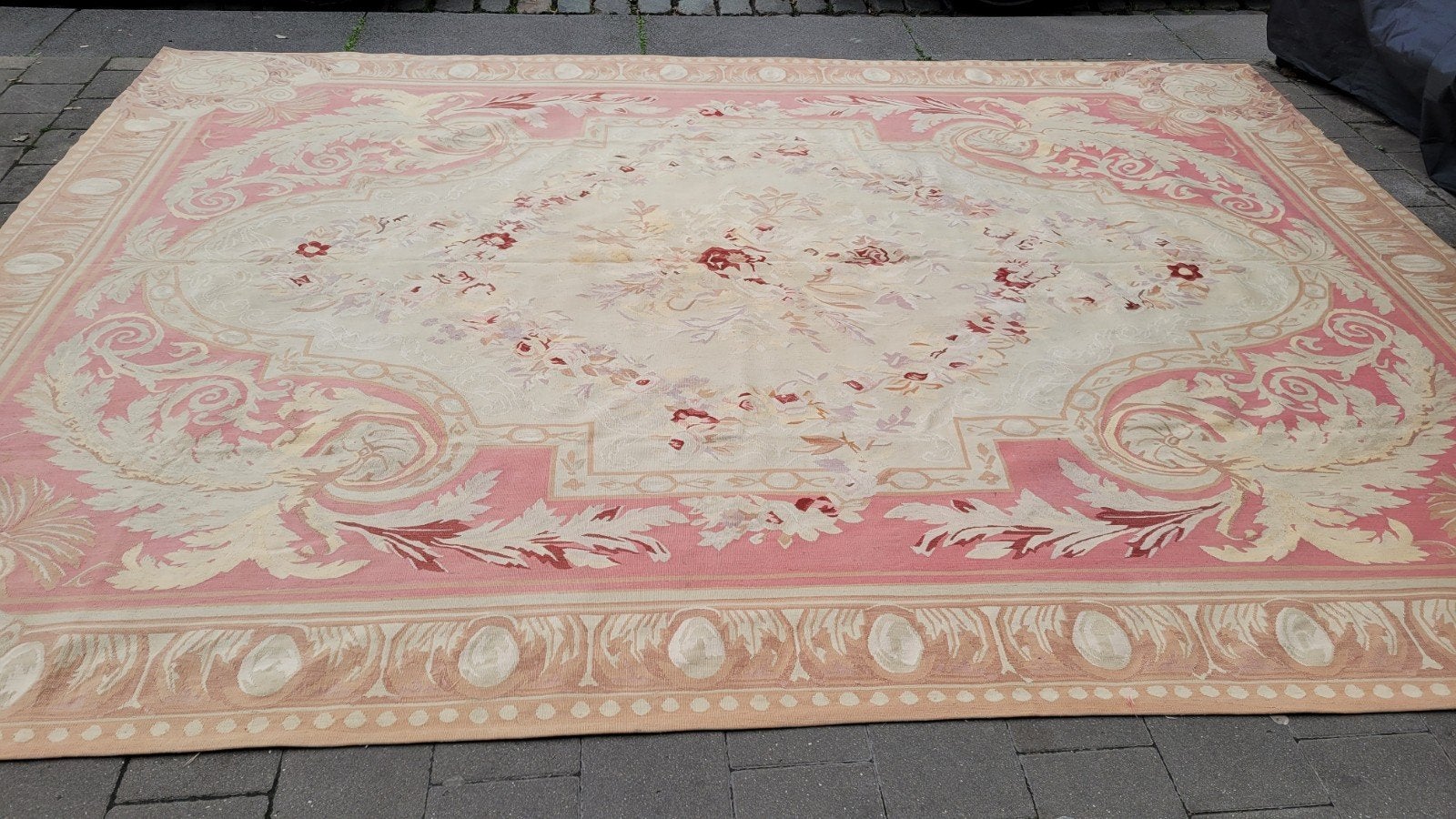 Un grand tapis Aubusson français ancien. Taille 372x270 cm.., Maison & Meubles, Enlèvement