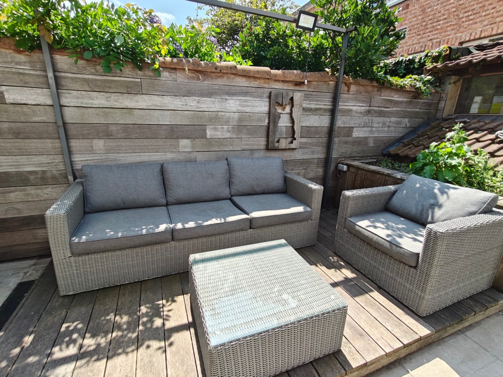 Loungeset, Jardin & Terrasse, Ensembles de jardin, Comme neuf, Salons de jardin, Synthétique, 5 places, Table d'appoint, Enlèvement