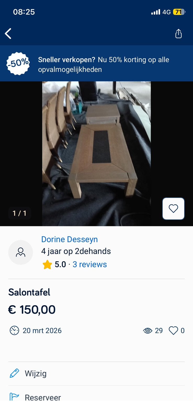 Salontafel, Ophalen, Zo goed als nieuw