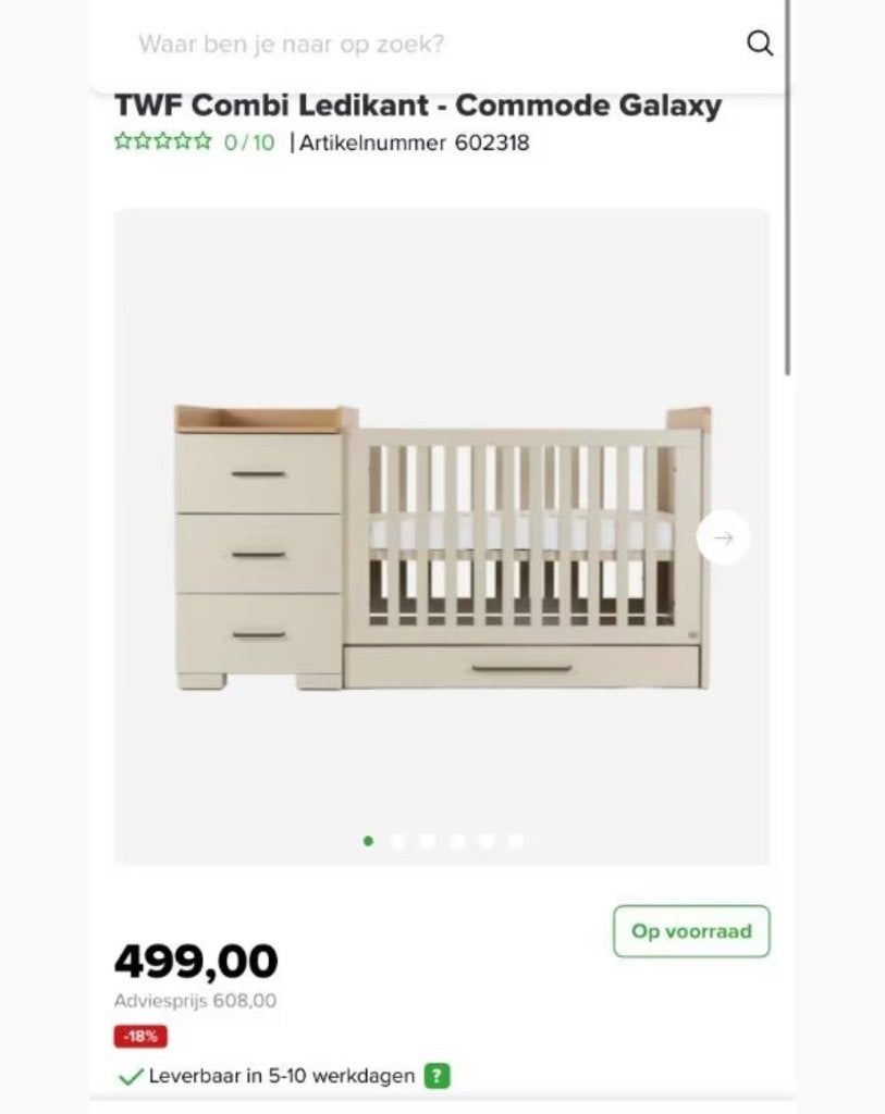 Babybed met ladekast en verzorgingtafel, Ophalen, 70 tot 85 cm, Zo goed als nieuw, Minder dan 140 cm