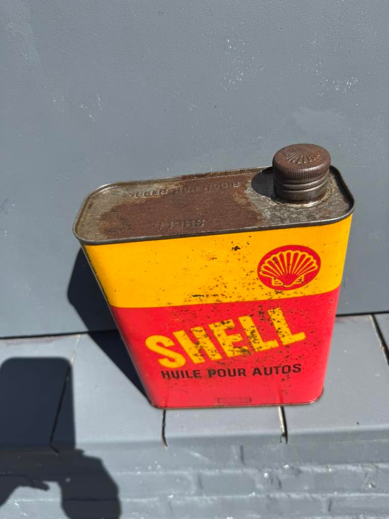 SHELL 2 liter oud olieblik, Ophalen of Verzenden, Gebruikt, Verpakking