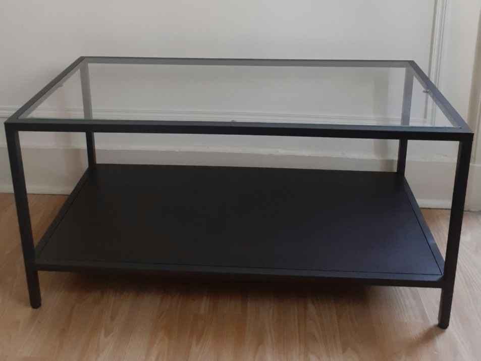 BXL Forest 20€ Table basse de salon rectangulaire Ikea verre, Contemporain minimaliste, 50 à 100 cm, Enlèvement, 50 à 100 cm