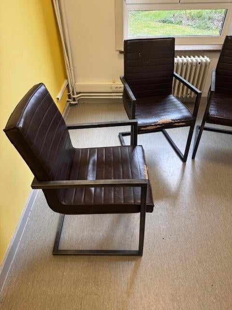 lederen stoelen, Huis en Inrichting, Ophalen, Bruin, Leer, Vier