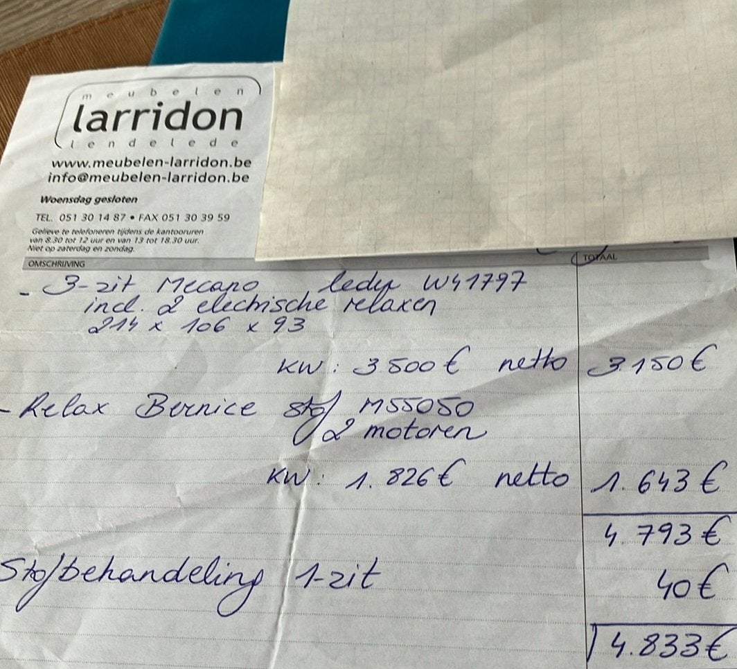 Leder3-zit met 2 elektrische relaxen, Ophalen, Gebruikt, Klassiek, Driepersoons