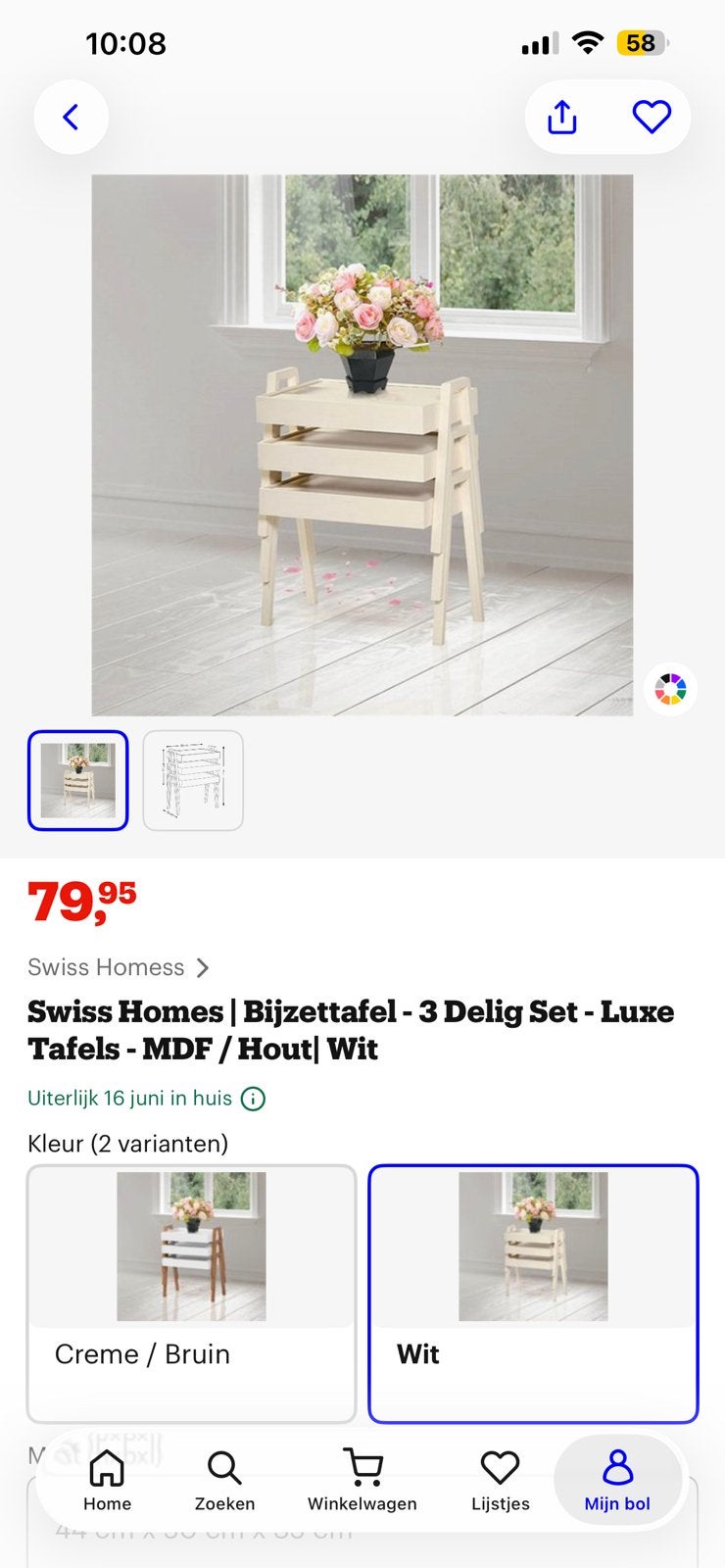 3 witte stapelbare tafeltjes, Huis en Inrichting, Ophalen, Gebruikt