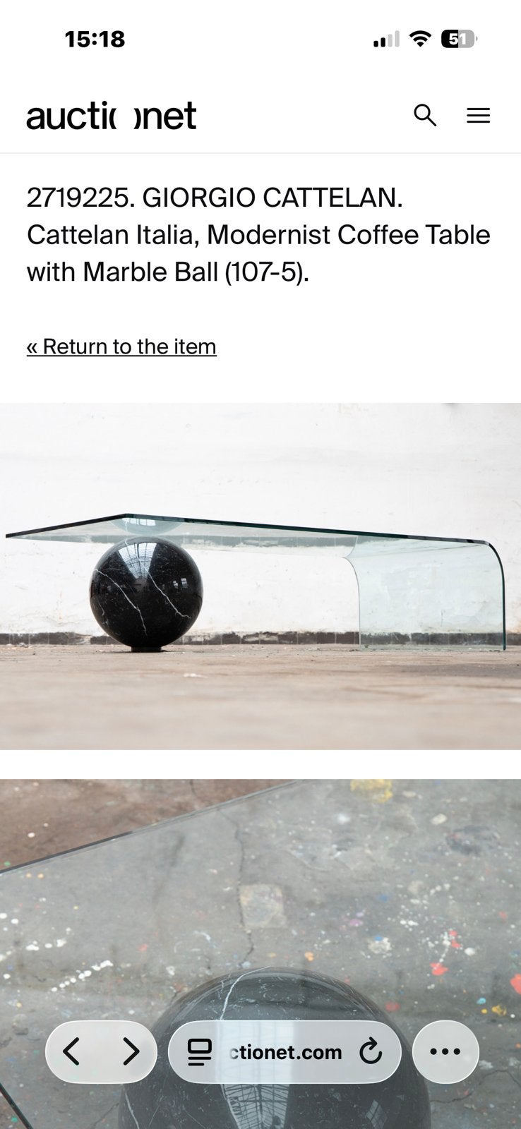 Table basse design Cattelan - verre cintré &marbre noir, Maison & Meubles, 100 à 150 cm, Disign vintage, Comme neuf, Verre