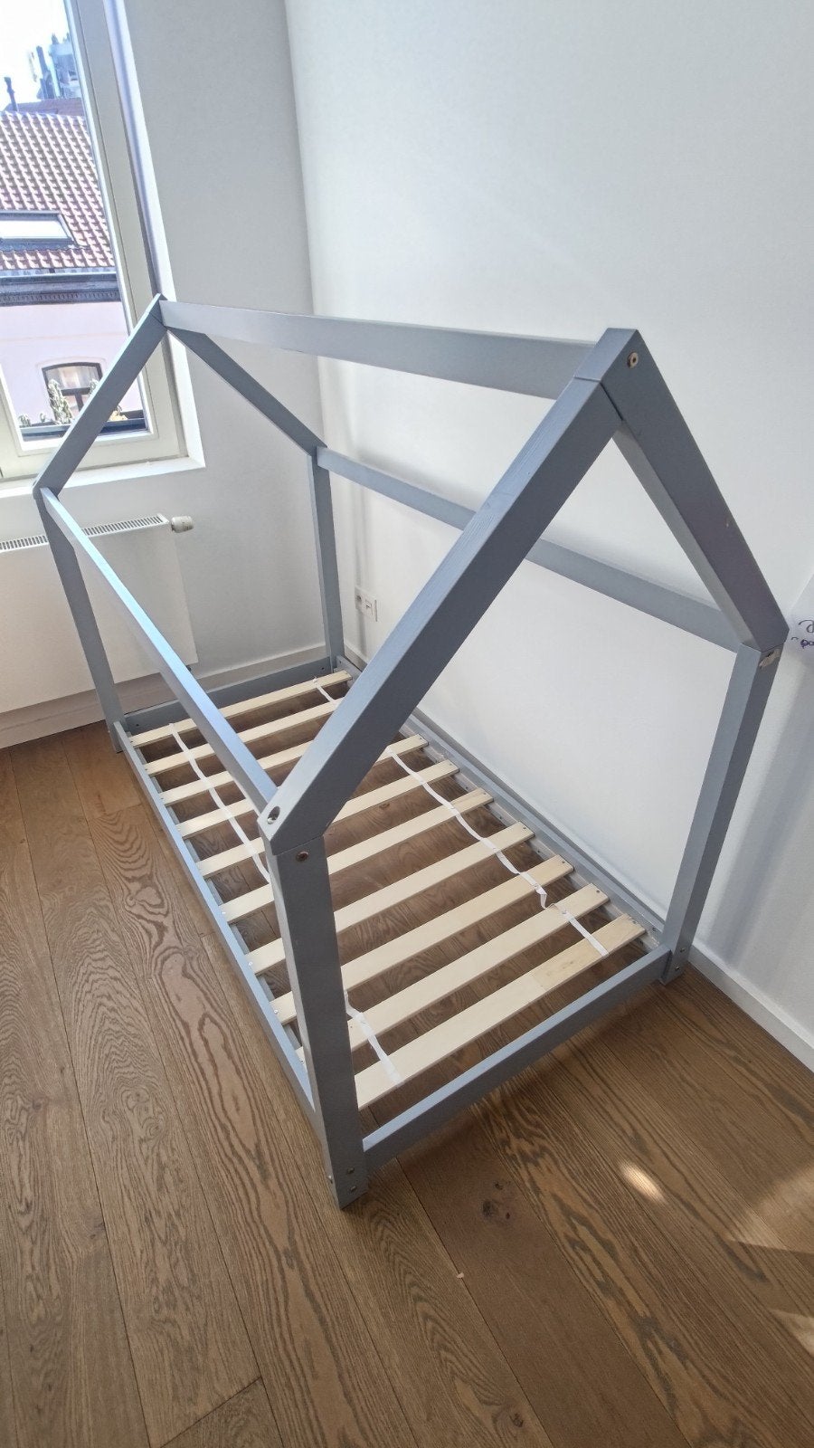 Kindercabinebed in grijs hout (inclusief matras), Ophalen, 85 tot 100 cm, Gebruikt, Matras