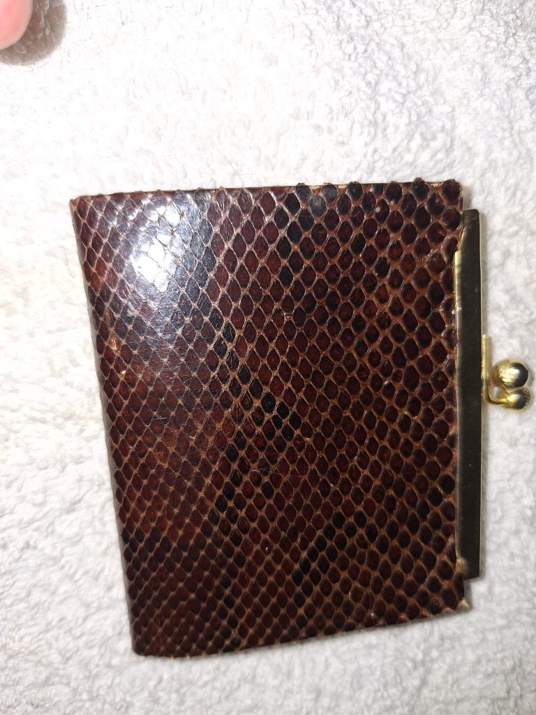 slangenlederen vintage geldbeugel, jaren 1960, Antiek en Kunst, Ophalen of Verzenden