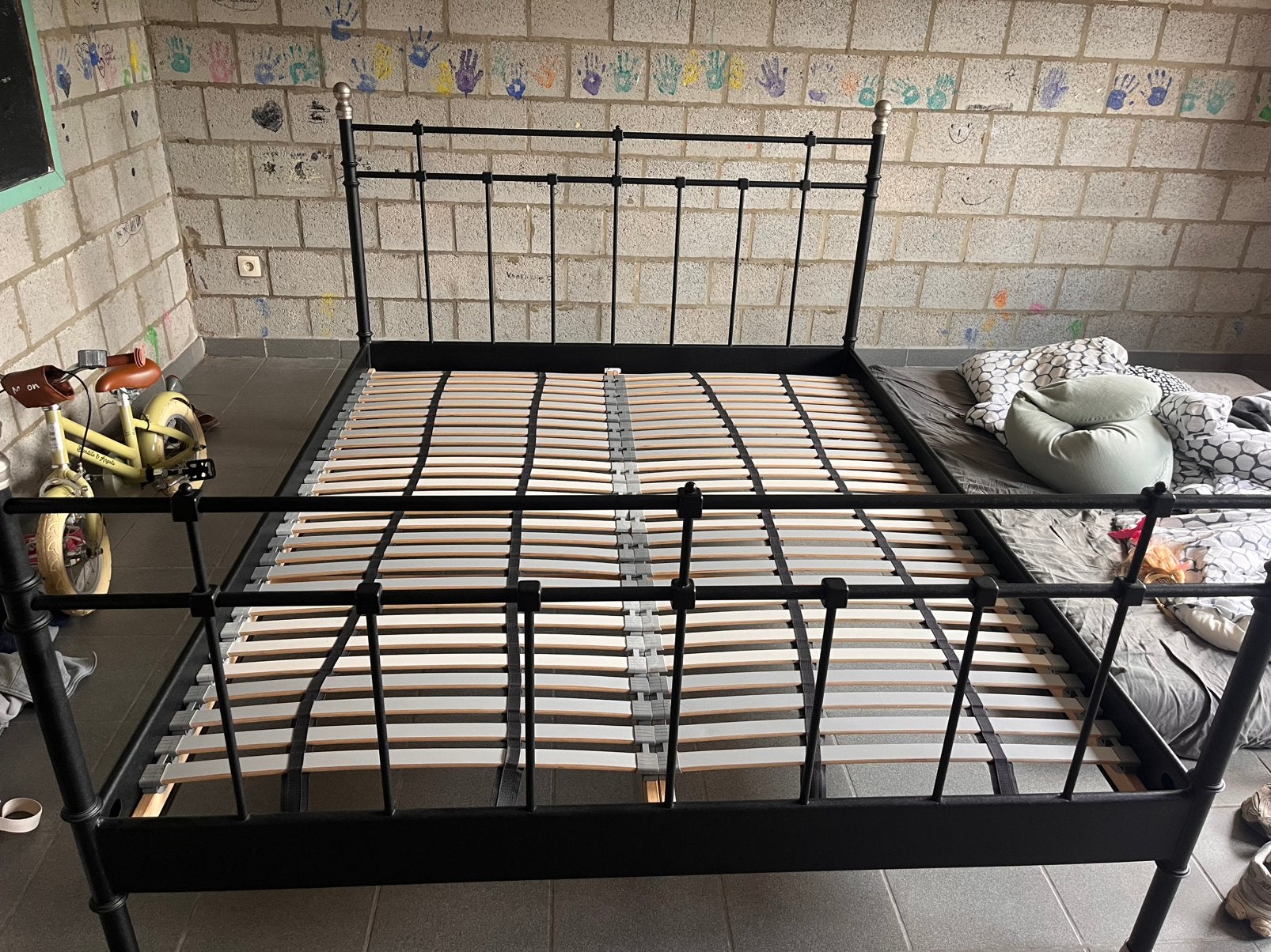 Tweepersoonsbed, Huis en Inrichting, Ophalen, Gebruikt, Zwart, Tweepersoons