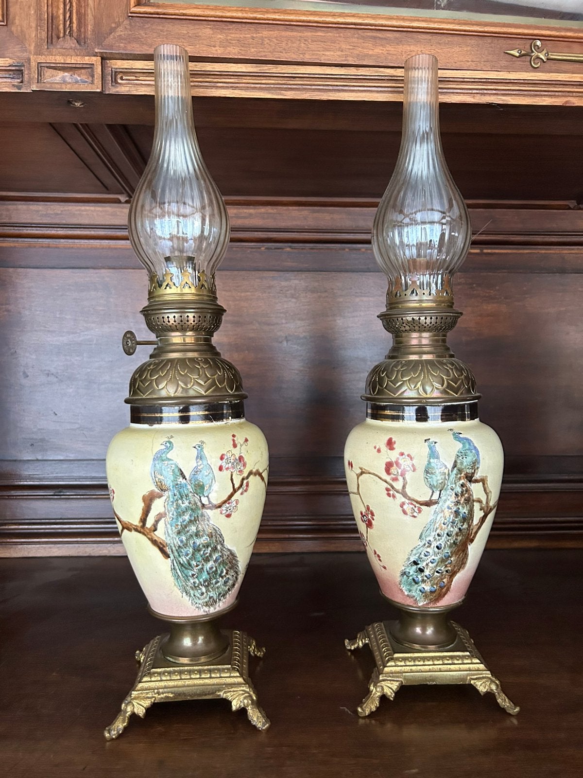 Twee antieke olielampen, Antiek en Kunst, Ophalen