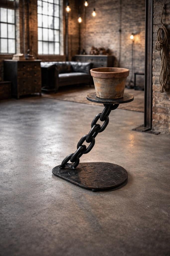 Industrieel decor object – scheepsketting plantenstandaard, Ophalen of Verzenden, Gebruikt