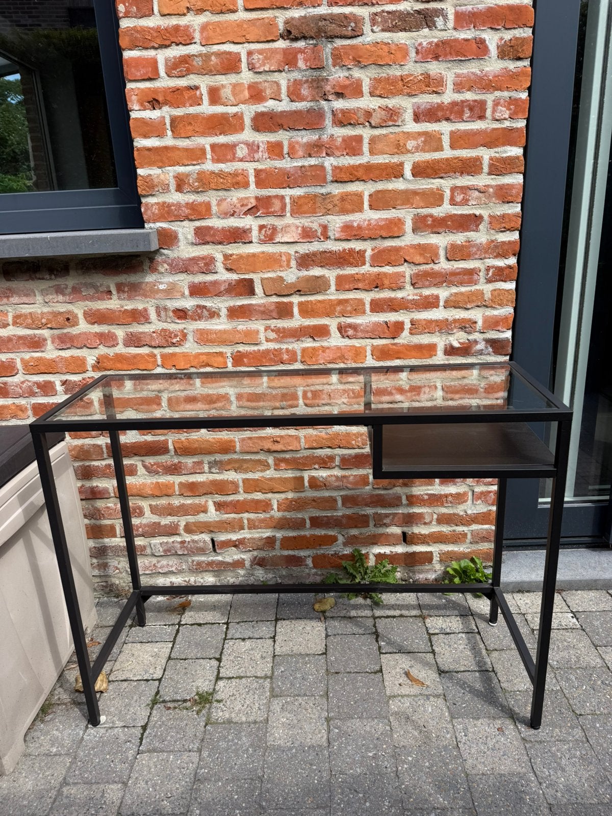 Glazen tafel / sidetable / bureau / toonbankje, Huis en Inrichting, Ophalen, Gebruikt