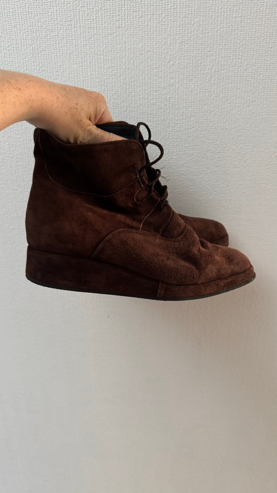 Suède bruine veterlaarzen met invisible hak - 37, Ophalen, Bruin, Lage of Enkellaarzen, Nieuw