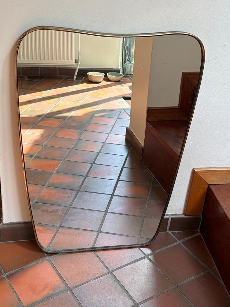 Grote asymmetrische vintage spiegel jaren 40, Verzamelen, Ophalen, Huis en Inrichting