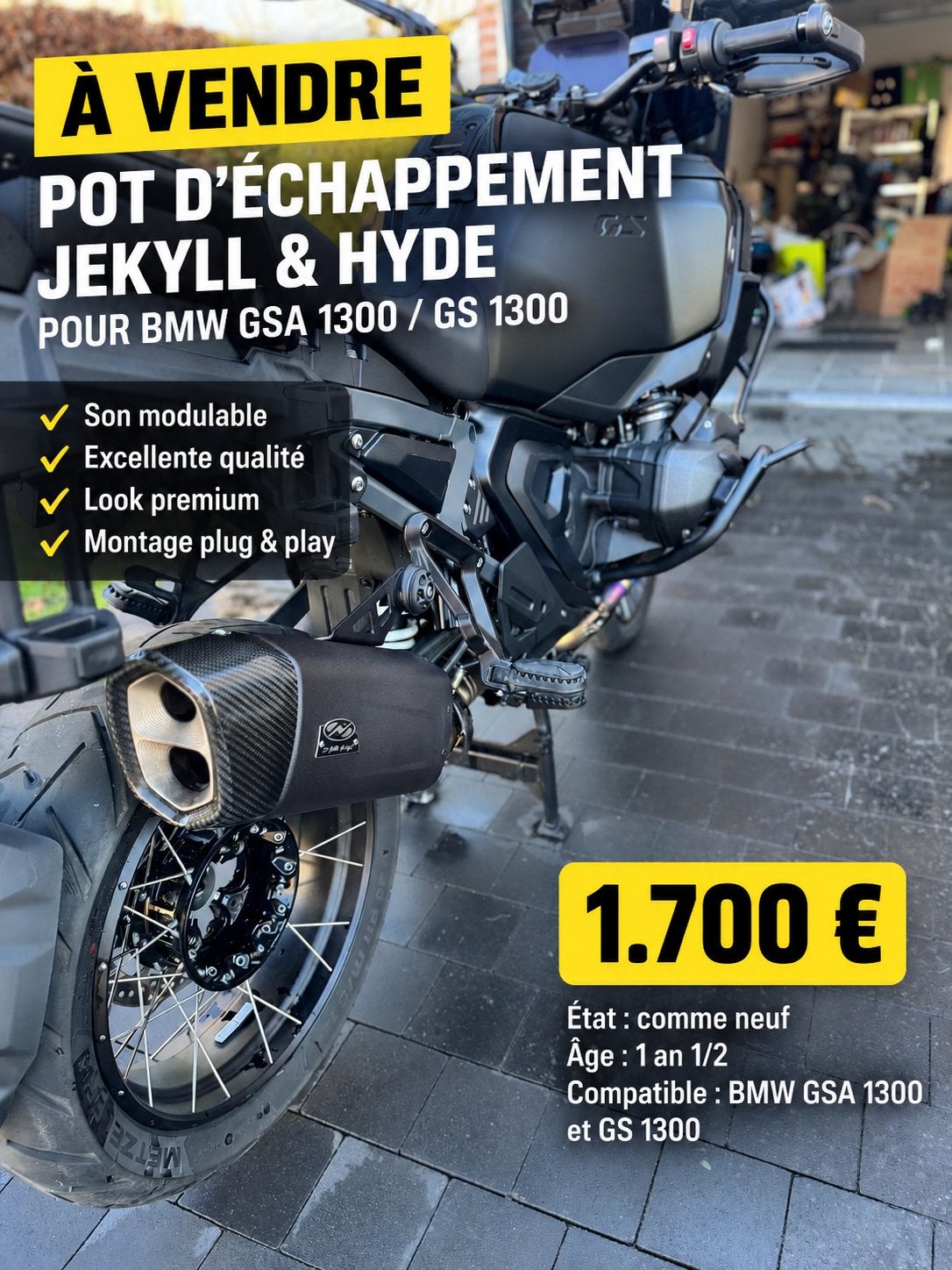 Jekyl & Hyde uitlaat voor GS&GSA1300, Motoren, Ophalen, Zo goed als nieuw