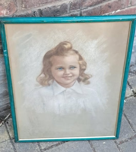 Pastel jeune fille signe, Antiquités & Art, Art | Peinture | Classique, Enlèvement ou Envoi, Pastel