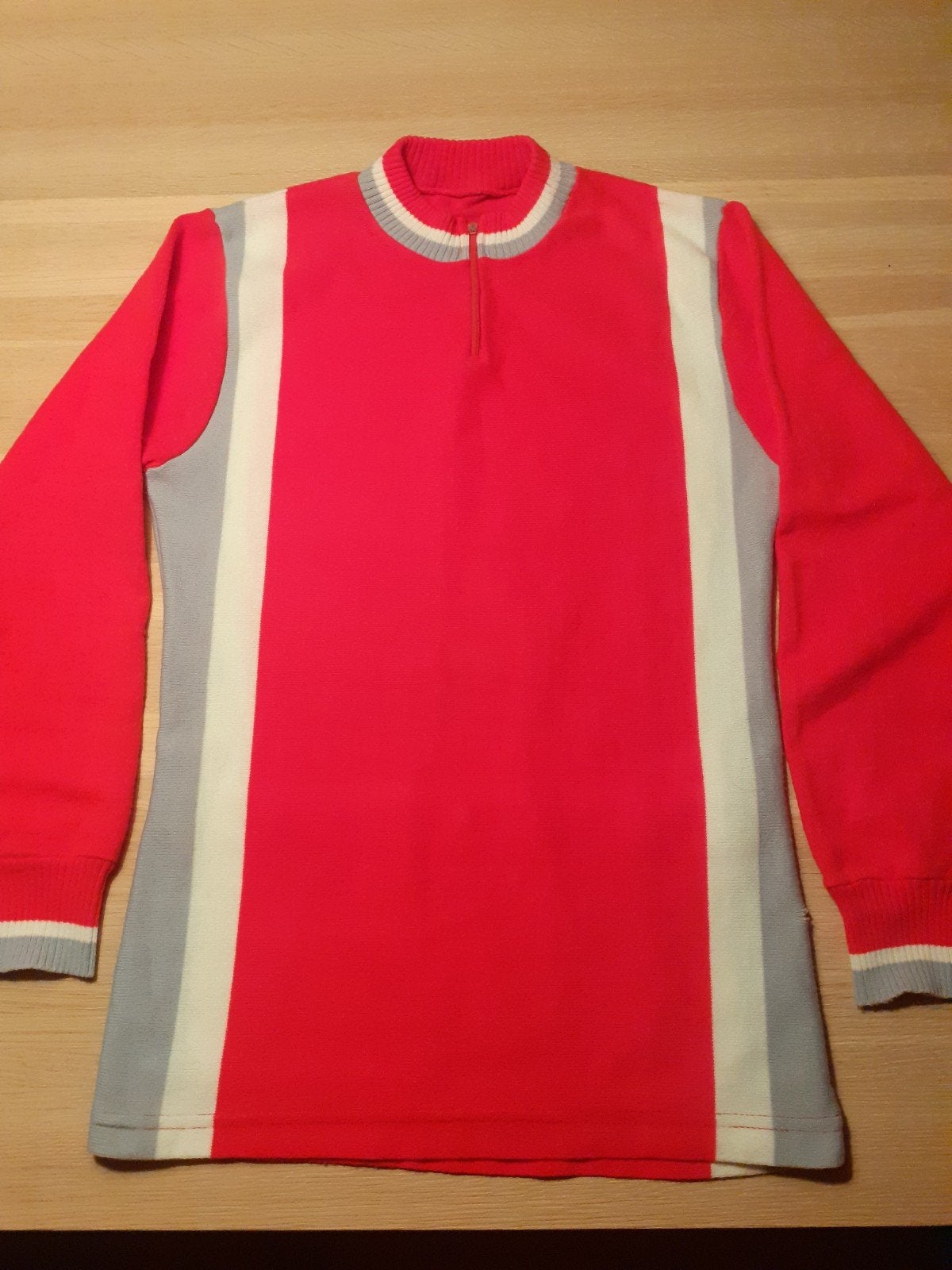 Vintage retro wollen fietstrui, Kleding | Heren, Ophalen, Hardlopen of Fietsen, Gedragen, Rood