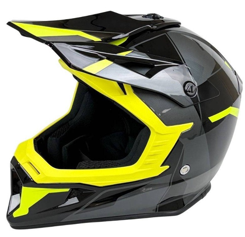 V-can crosshelm ,zwart-fluorgeel. maat L. Nieuw in doos!!, Motoren, Offroadhelm, Dames, Ophalen of Verzenden, L