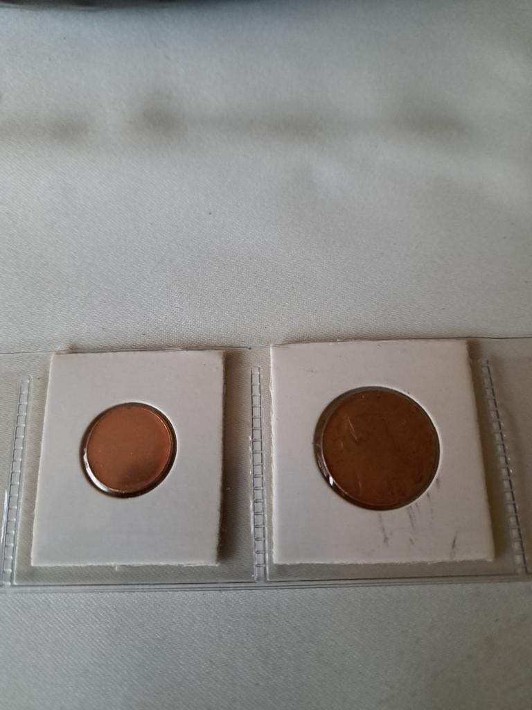 Misslag 1 en 2 cent blanco geslagen zeldzamere muntjes, Postzegels en Munten, Munten | België, Ophalen