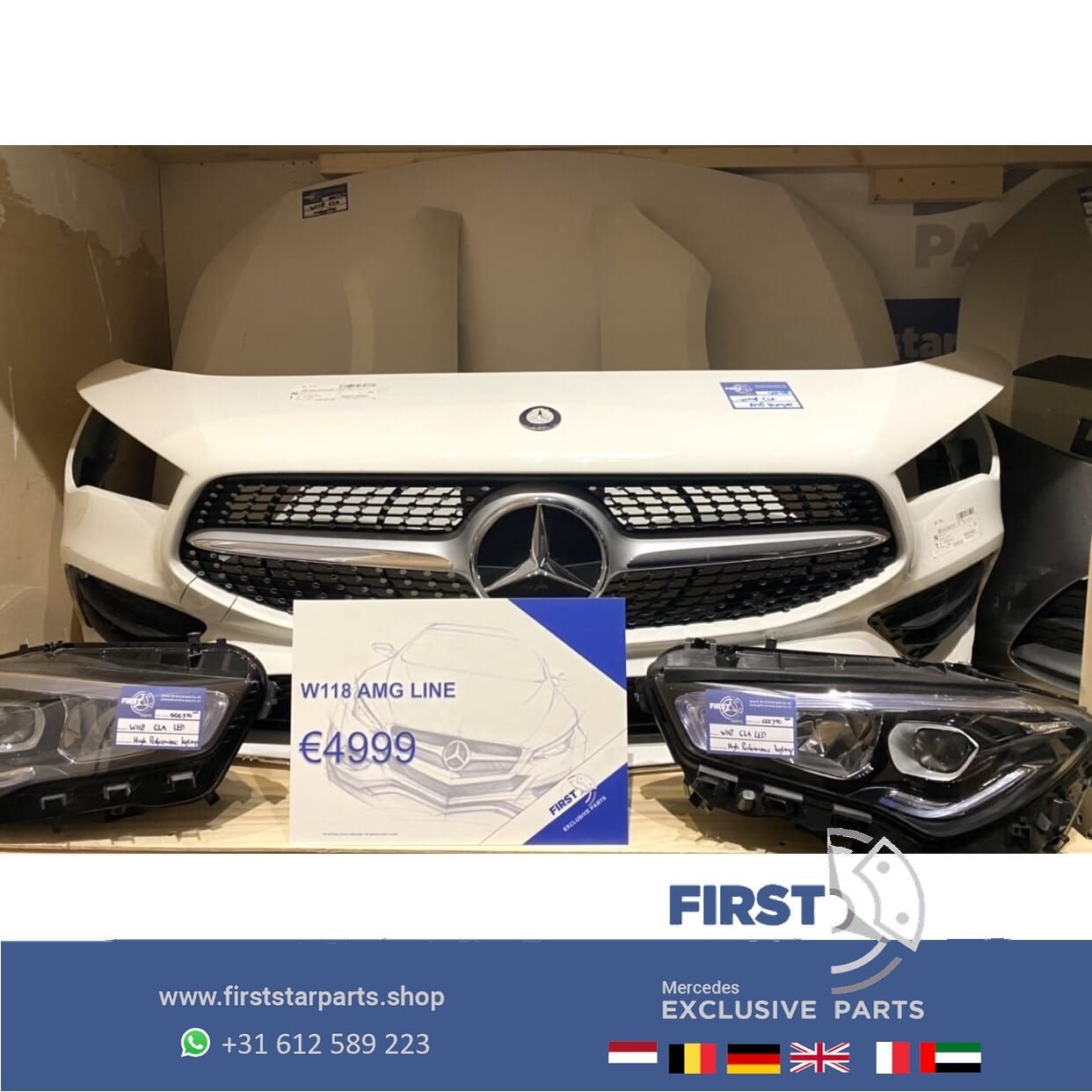 W118 C118 CLA AMG VOORKOP WIT Mercedes 2018-2021 ORIGINEEL, Autos : Pièces & Accessoires, Utilisé, -, Avant, -