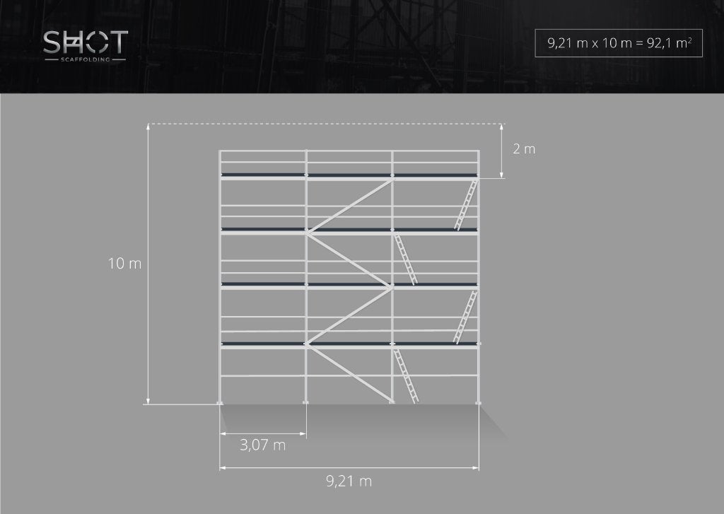 Steiger Baumann | 95 m² | Individuele projecten, Bricolage & Construction, Échafaudages, Envoi, Neuf, Échafaudage de façade, 5 mètres de hauteur ou plus