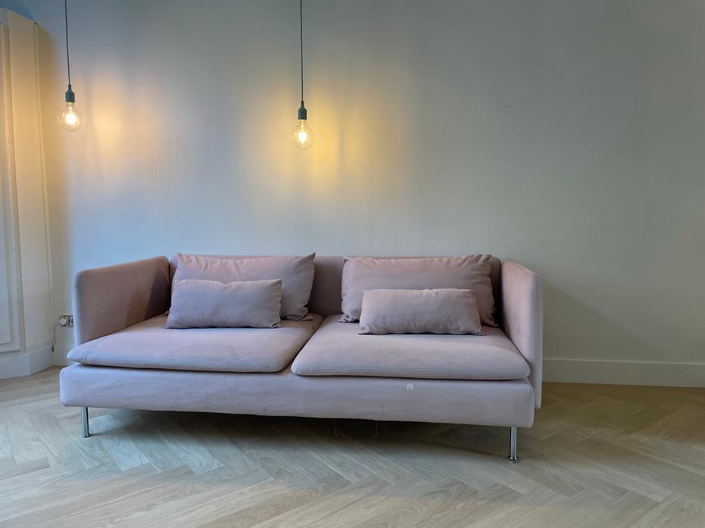 Roze zetel Soderhamn Ikea, Maison & Meubles, Canapés | Salons, Utilisé, Banc droit, Trois personnes, 150 à 200 cm, 75 à 100 cm