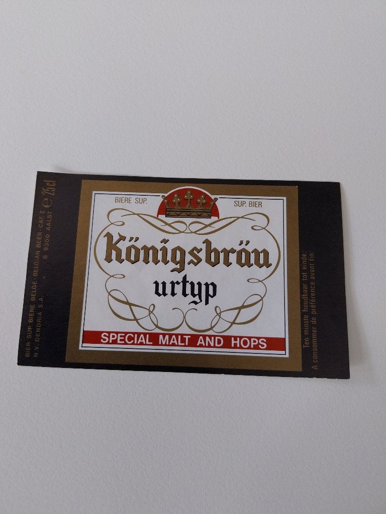 Étiquette de bière Königsbräu Dendria De Gheest Alost, Enlèvement ou Envoi, Utilisé