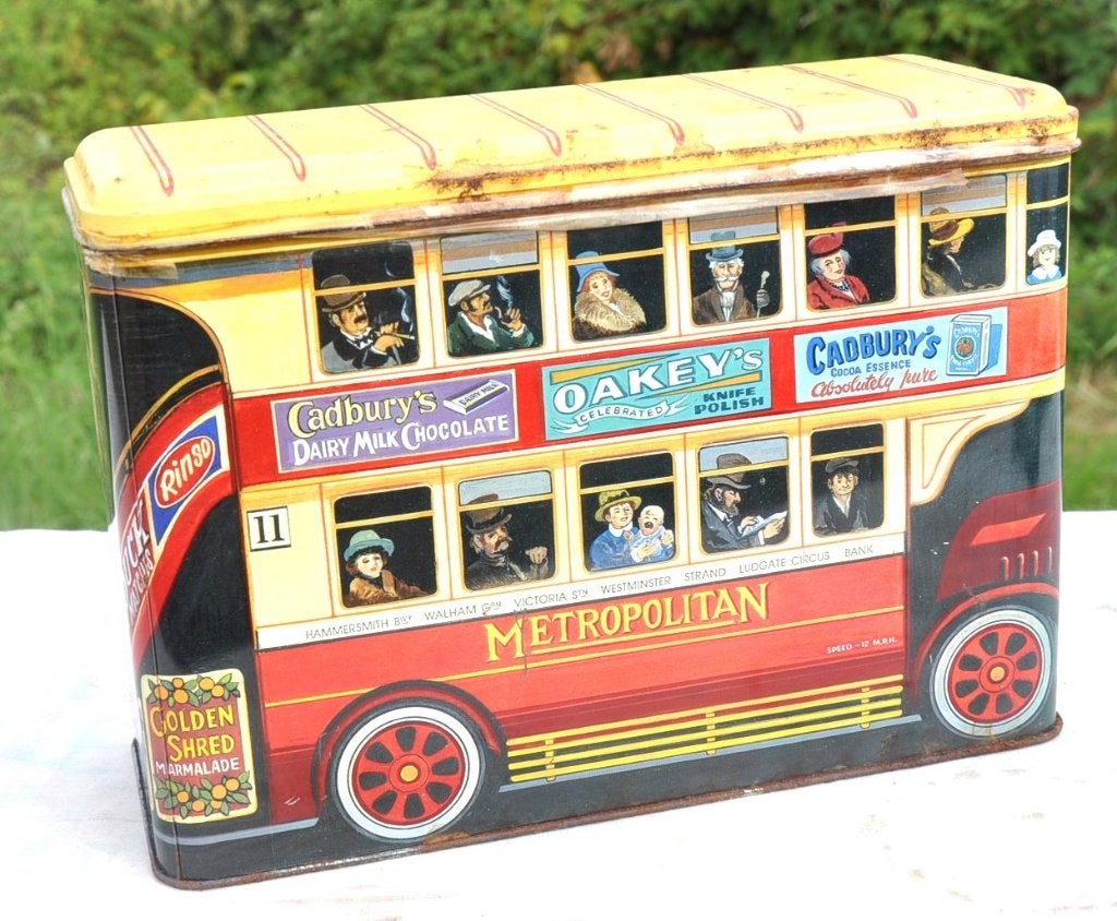 boite a biscuit en métal forme bus a imperiale, Collections, Boîte en métal, Enlèvement ou Envoi, Utilisé, Biscuits, Autres marques