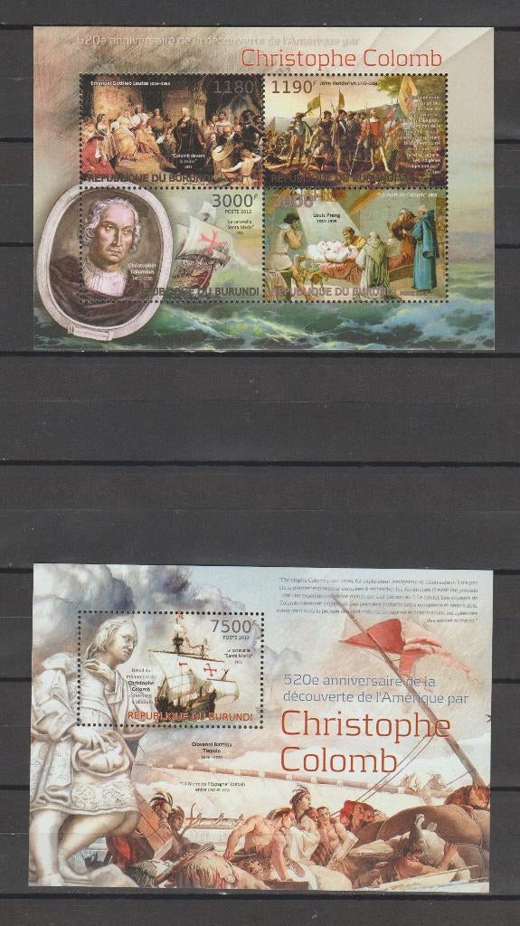 Burundi 2012 Blok Christoffel Columbus **, Timbres & Monnaies, Timbres | Afrique, Non oblitéré, Autres pays, Enlèvement ou Envoi