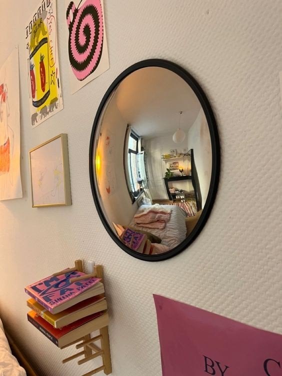 IKEA SVARTBJÖRK,
Decorative convex mirror, black, 41 cm, Minder dan 50 cm, Rond, Ophalen of Verzenden, Zo goed als nieuw