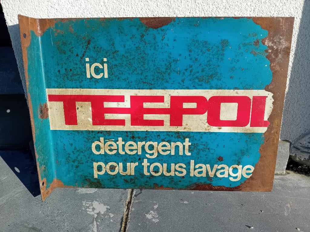 panneau d'affichage vintage en métal SHELL TEEPOL détergent, Collections, Marques & Objets publicitaires, Enlèvement ou Envoi