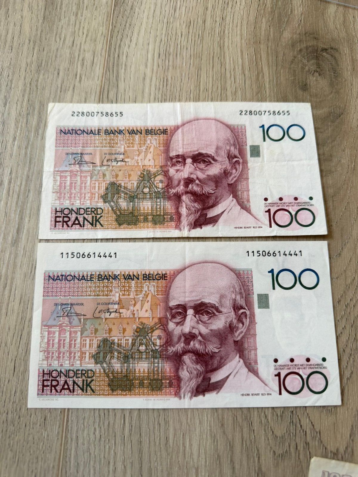 2 maal 100 francs Beyaert Dasin/de strycker, Postzegels en Munten, Bankbiljetten | België, Ophalen of Verzenden