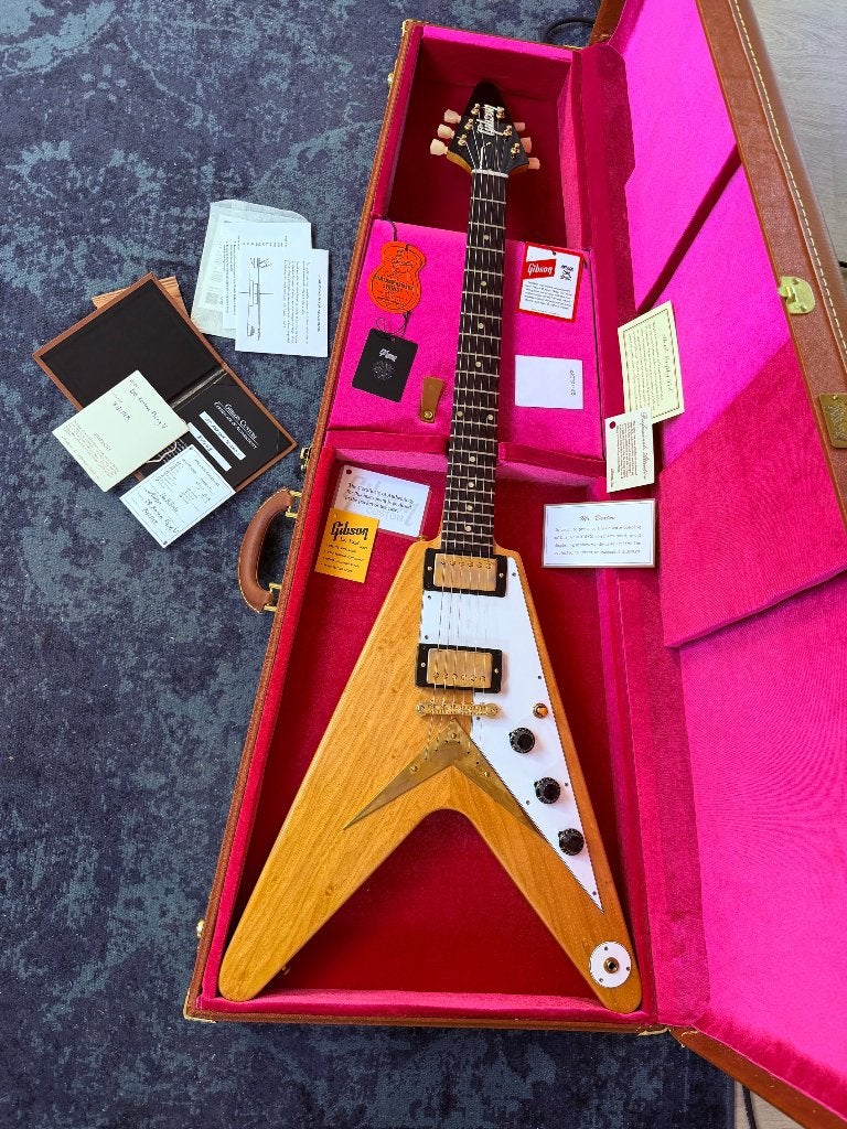 Gibson Flying V 58 Korina Reissue 2024 (Ruil), Ophalen of Verzenden, Zo goed als nieuw, Solid body, Gibson