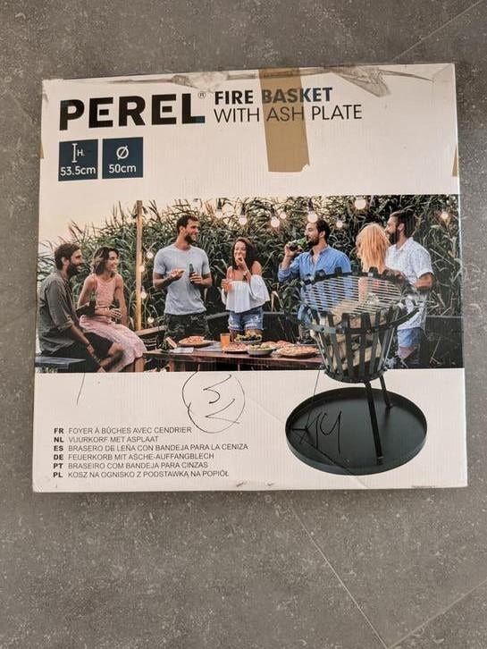 Perel vuurschaal met asplaat – nieuw in doos, nooit geopend, Tuin en Terras, Ophalen of Verzenden