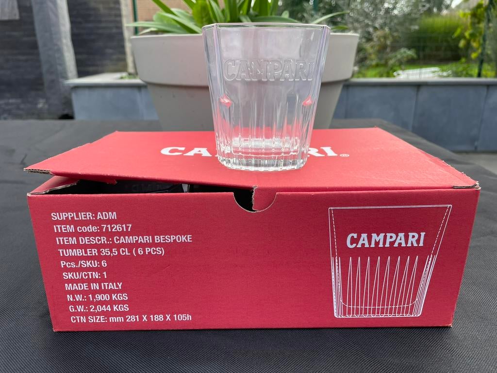 6 Campari Bespoke Tumblerglazen nieuw, Verzamelen, Ophalen of Verzenden, Nieuw