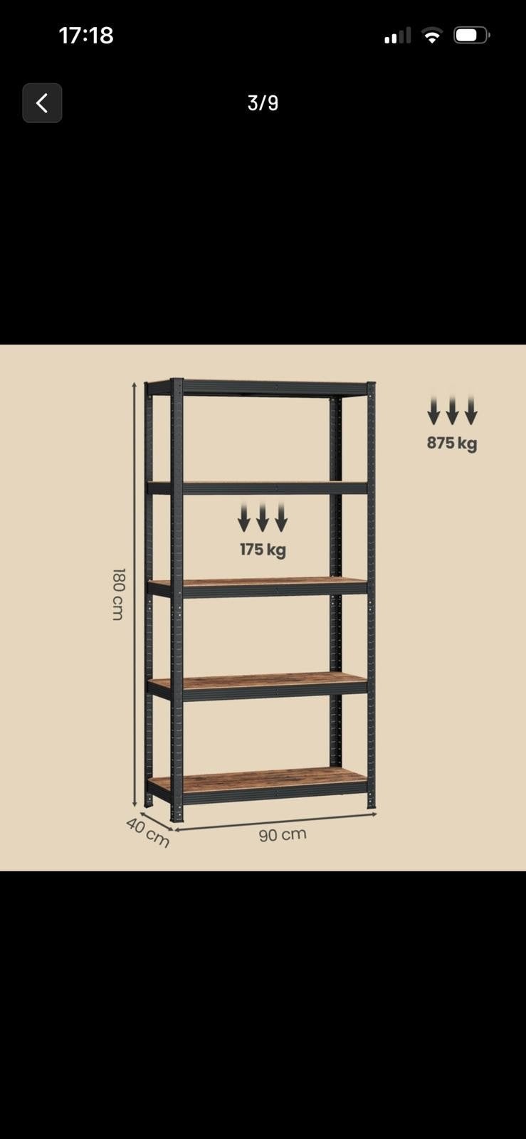Étagère métallique en emballage, Enlèvement