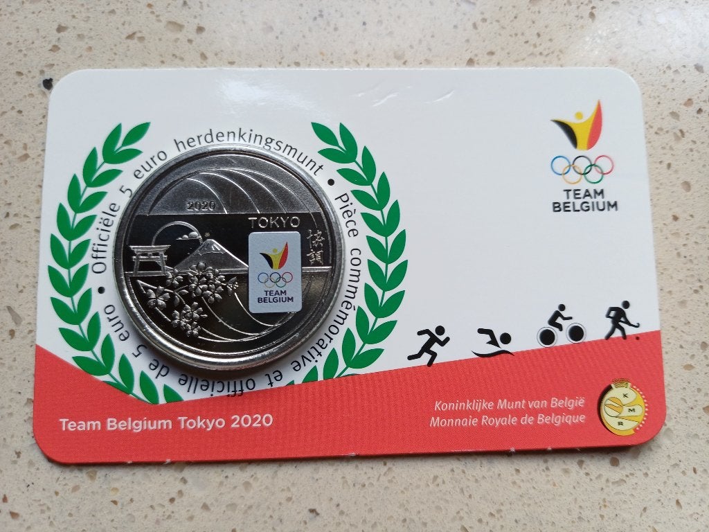 5 € TEAM BELGIUM 2020 (kleur)  Coincard, Ophalen of Verzenden, Losse munt